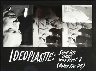 Anna and Bernhard Blume, ideoplasty: see Cih or what sees? Father Pio 74, three b/w photographs mounted, approx. 42x30cm, PP, framed under , approx. 55x43cm - Anna & Bernhard Blume
