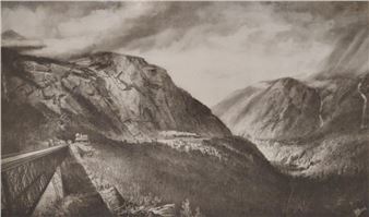 Maine Central RR White Mountains NH 1890 Etching - Hugh Boycott-Brown