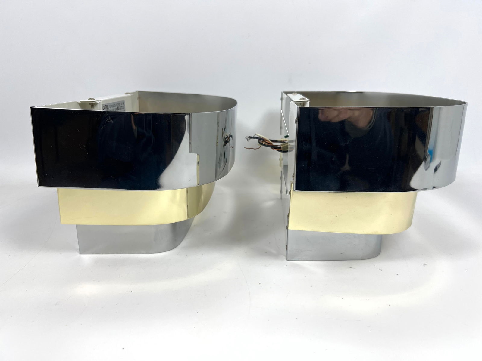 Karl Springer | Pair Karl Springer style Brass and Steel Wall Sconces ...