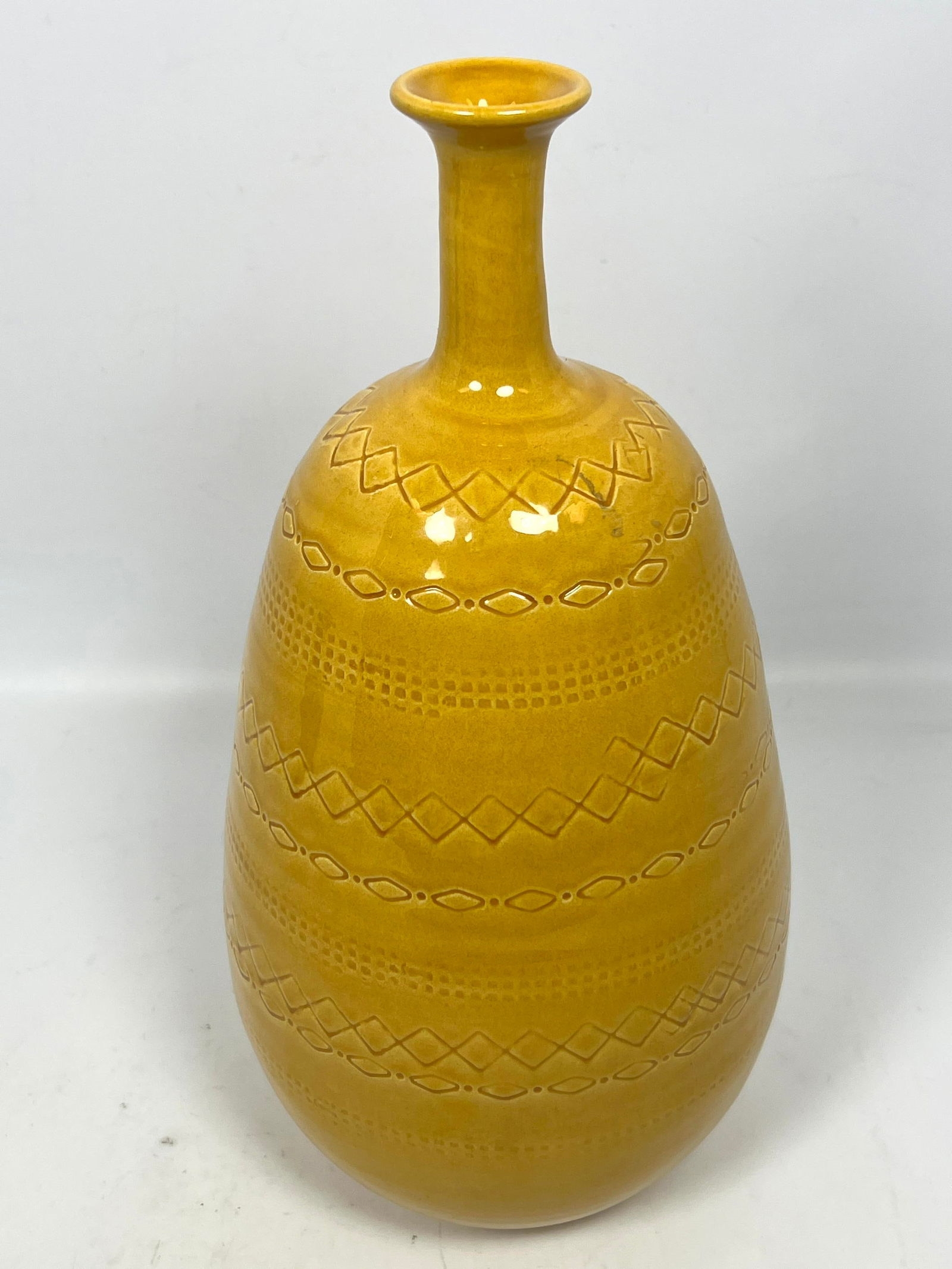 Bitossi | 2pc CERAMICHE TADINATE Italian Pottery Yellow Vase, marked ...