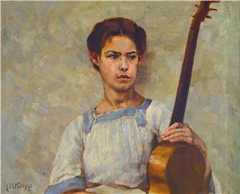 Portrait of a young woman with guitar - Martha Kropp
