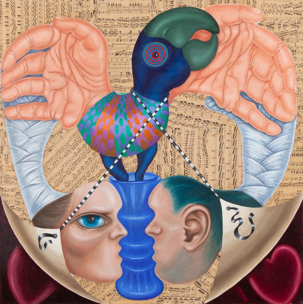 Artwork by Nola Farman, UNCOVERING THE HEART, Made of Oil and collage on canvas