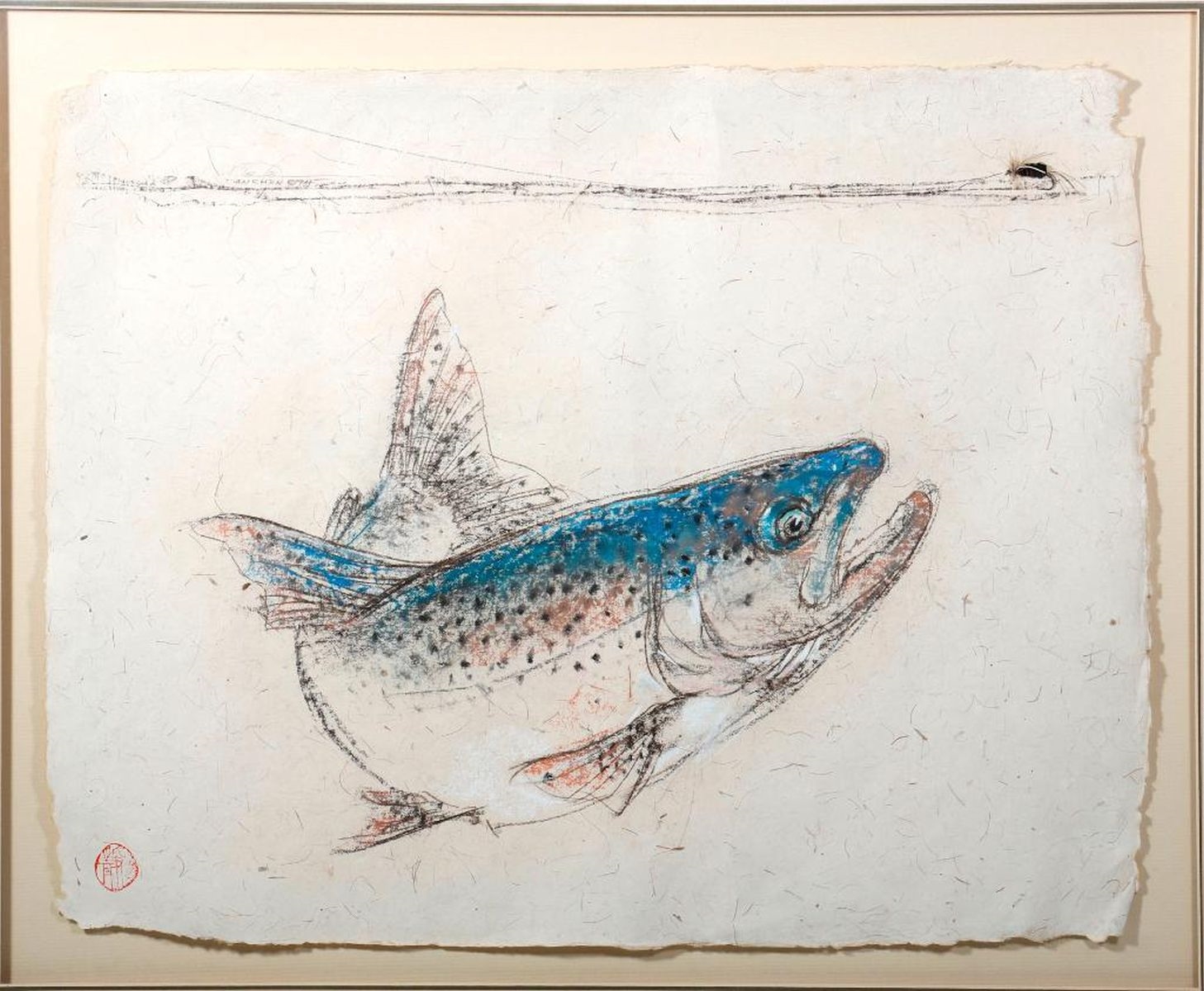 Dan Chen | A blue trout, fly at waterline (1994) | MutualArt
