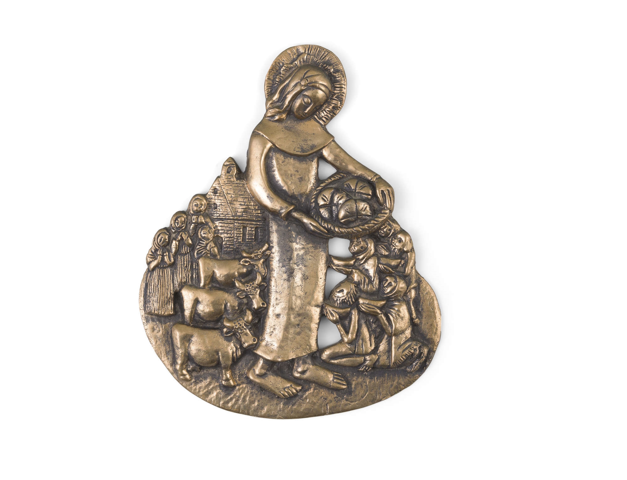 Artwork by Imogen Stuart, St. Brigid Feeding the Poor, Made of Bronze
