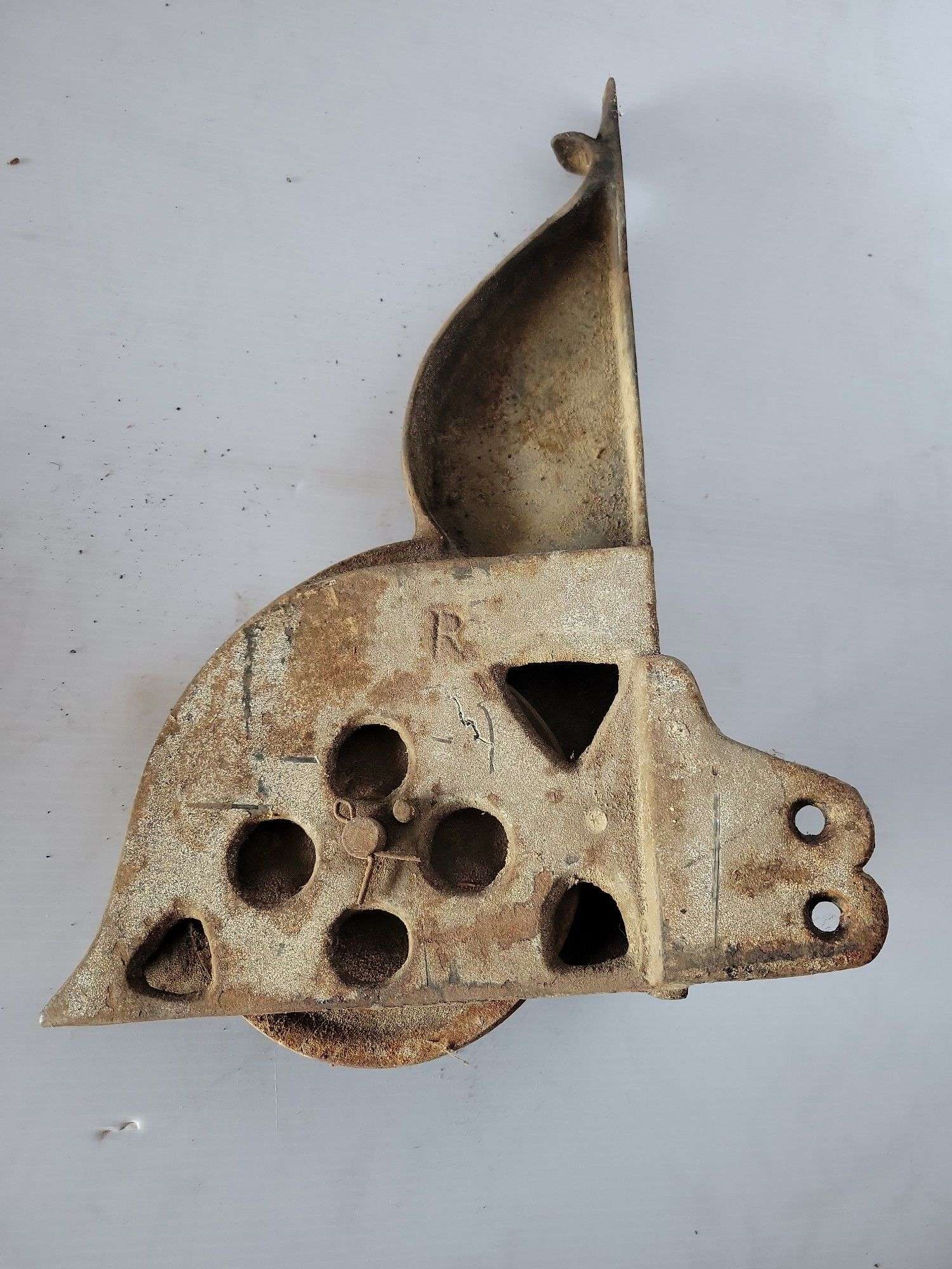 Rusty | Two Vintage Cast Iron Corner Dumbwaiter Pulley Brackets | MutualArt