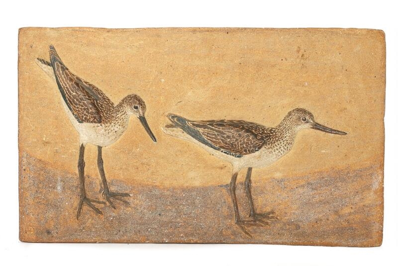 Artwork by Hans Christian Gunnar Ulf Brem Rasmussen, A collection of 13 stoneware wall reliefs modelled with relief birds, Made of polychrome glazes