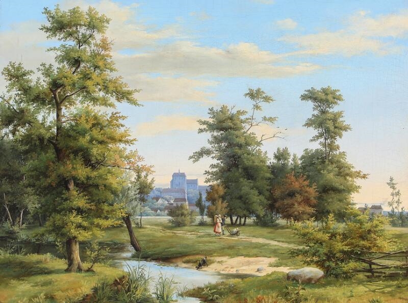 Carl Johann Friedrich Toeche | Landscape with a peasant couple walking ...