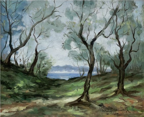 Trees at the Water Border by Stelian Popescu Ghimpati, 1933