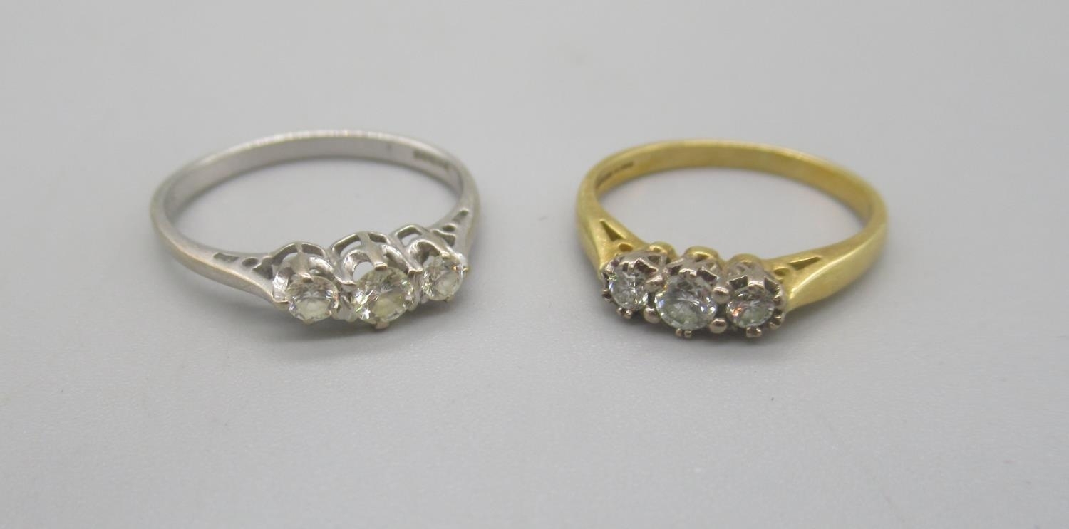 Similar | ct yellow gold three ring, set with a row of brilliant cut ...