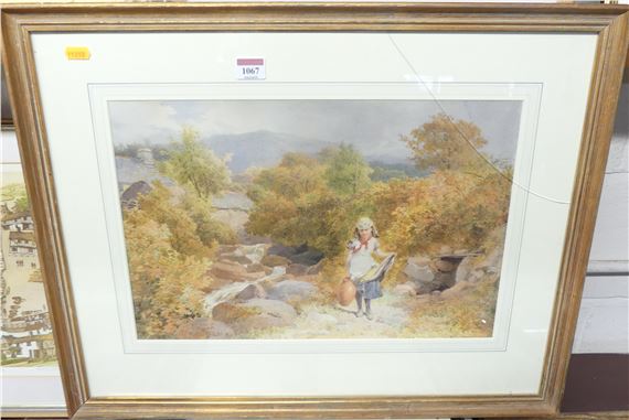 The Water Girl in a Yorkshire view by John Henry Mole, 1874