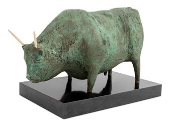 Immi Storrs Patinated Bronze Bull Sculpture - Immi C. Storrs