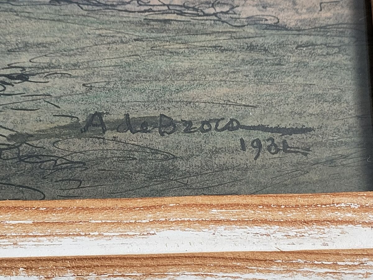 Artwork by Alexis De Broca, La côte sauvage, Made of Watercolor drawing on cardboard