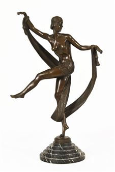 A Deco style figure of a dancing lady with scarf - Anny Rozet