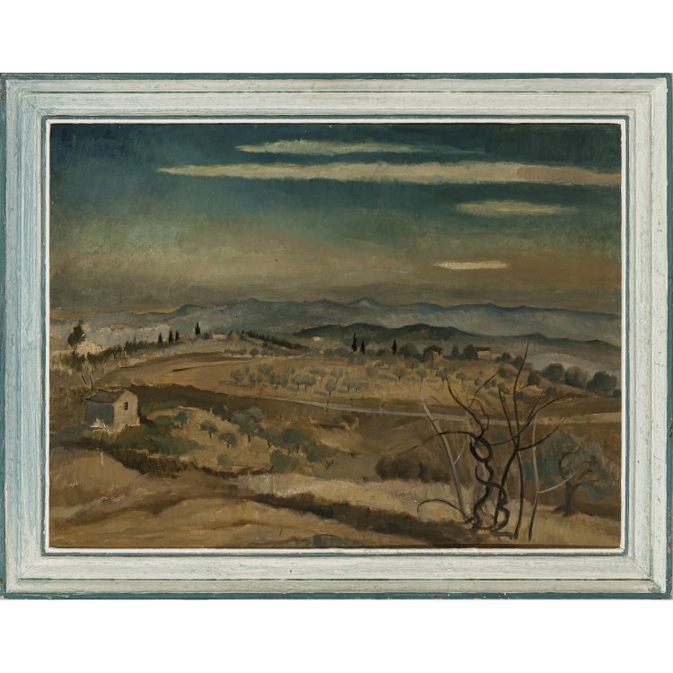 Artwork by Henny Protzen-Kundmüller, Weite südliche Landschaft, Made of oil on hardboard