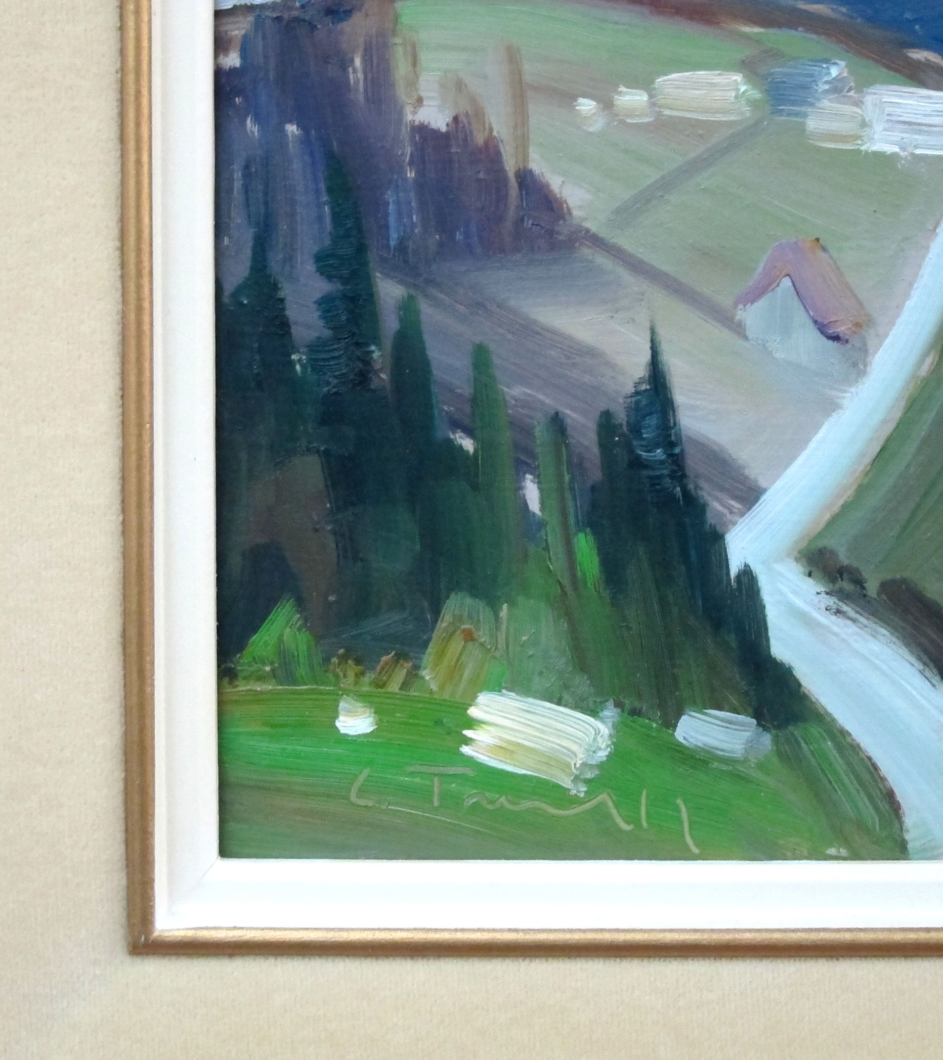 Artwork by Louis Tremblay, Paysage avec village, Made of oil on panel