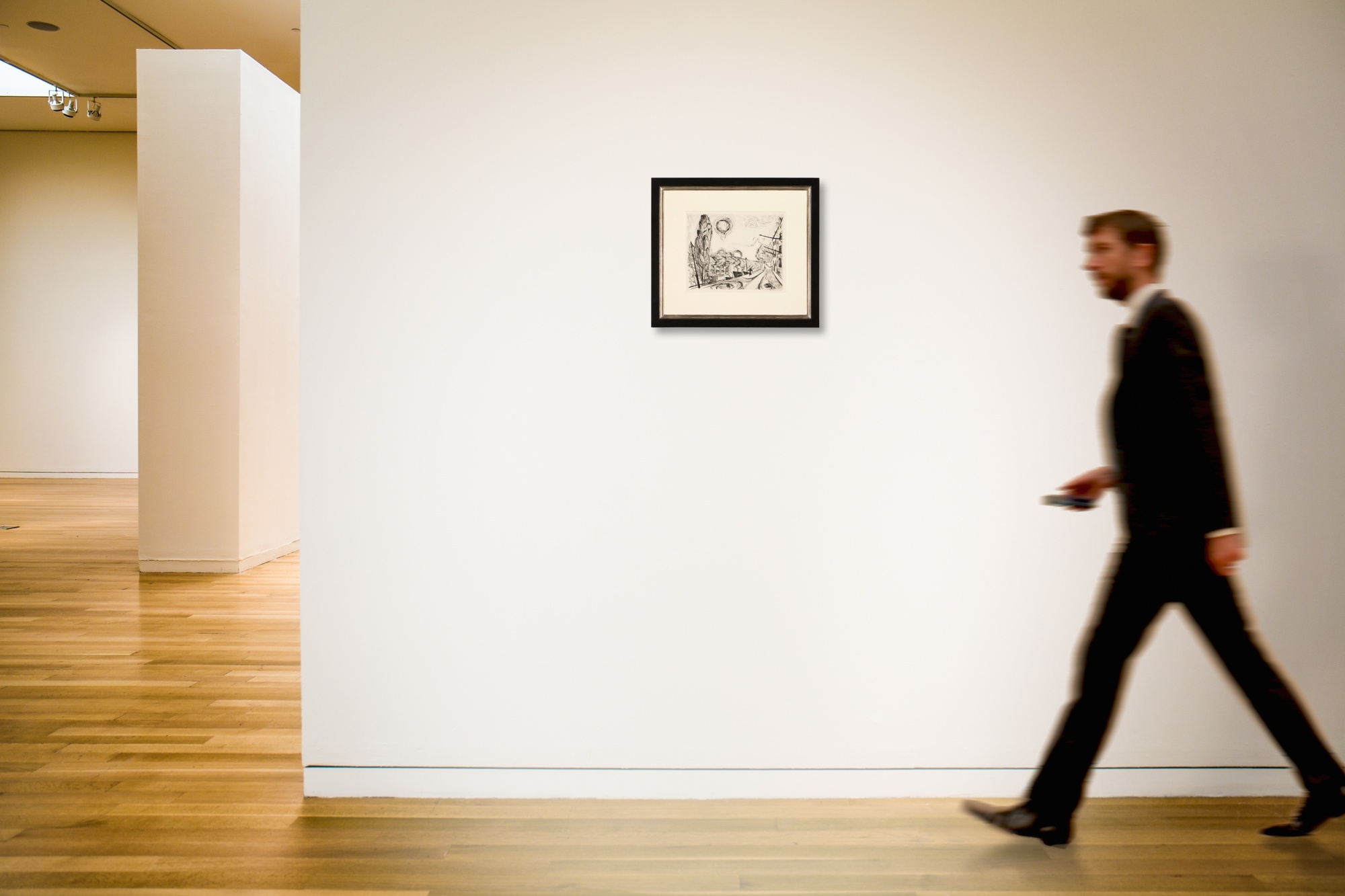 Artwork by Max Beckmann, Landschaft mit ballon, from Gesichter (Glasser 134), Made of Drypoint on laid paper