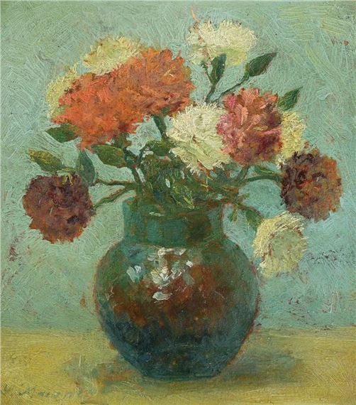 GOŹDZIKI W ZIELONYM WAZONIE by Salomon Meisner