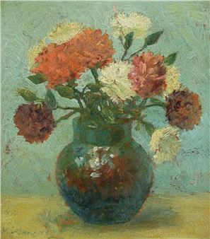 GOŹDZIKI W ZIELONYM WAZONIE - Salomon Meisner