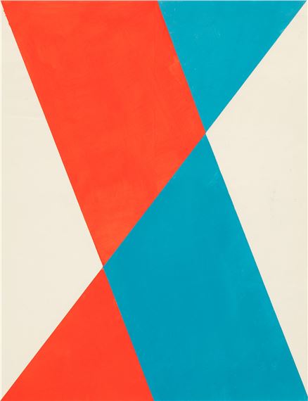 Faltgrafik in Rot und Blau (Variante A) by Hermann Glöckner, 1977