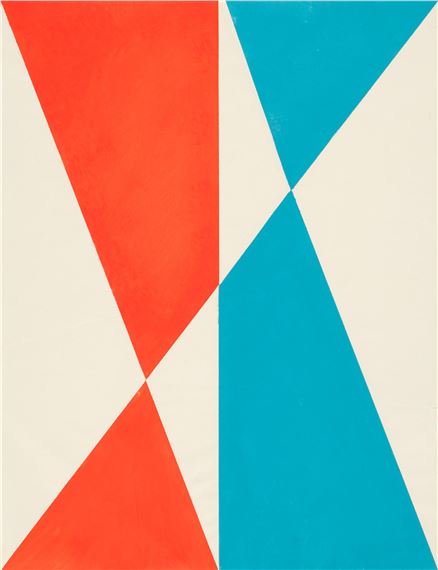 Faltgrafik in Rot und Blau (Variante B) by Hermann Glöckner, 1977
