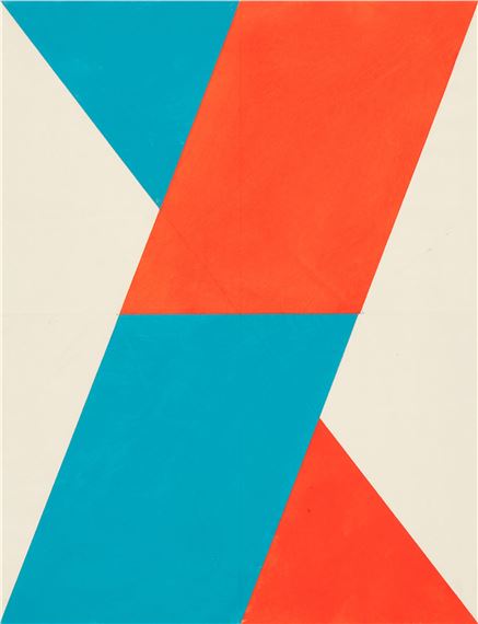 Faltgrafik in Rot und Blau (Variante C) by Hermann Glöckner, 1977