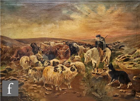 Richard Ansdell | Highland scene with cattle and sheep | MutualArt
