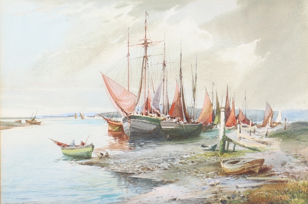 George Goodall | George Goodall, watercolour signed, moored fishing ...