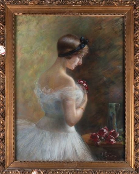 Andrée DELIONS "Le choix d'une rose" pastel by Andrée Délions