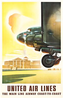UNITED AIR LINES / THE MAIN LINE AIRWAY COAST - TO - COAST. 1938. - Arthur C. Radebaugh