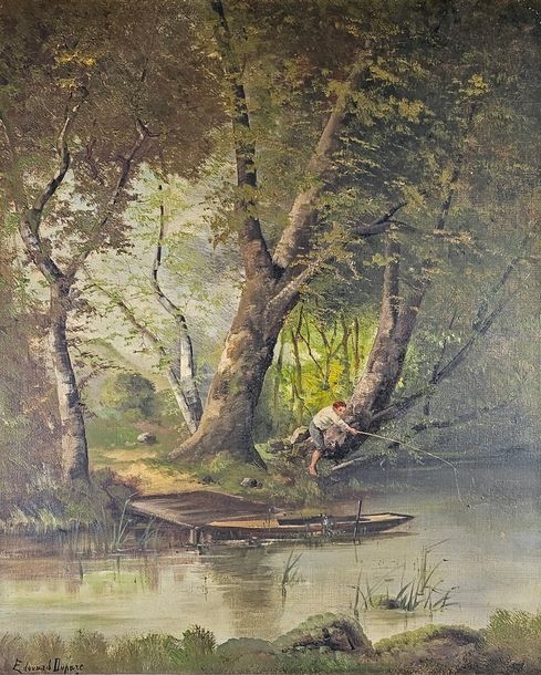 Artwork by Edouard Duparc, Angling, Made of Oil on canvas