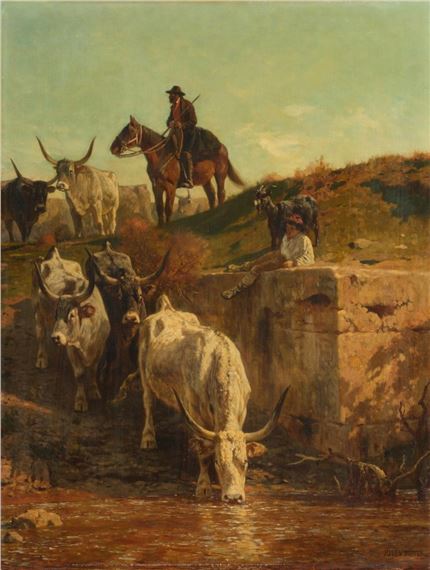 Buffles à l'abreuvoir by Jules Didier