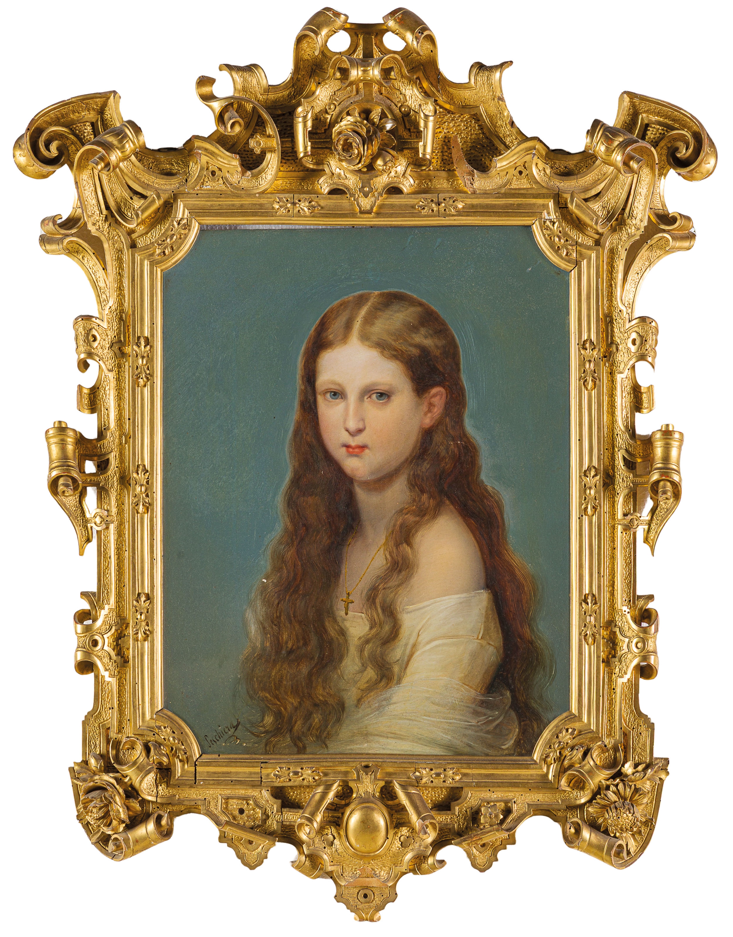 Artwork by Federico Peschiera, Ritratto di fanciulla, Made of oil on board