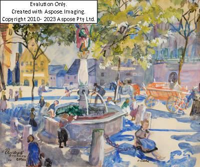 Der St. Christophbrunnen in Ulm by Oskar Laske, (19)22