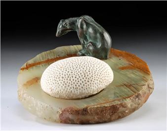 Bear with White Star Sea Coral Fossil - Frederick G. R. Roth