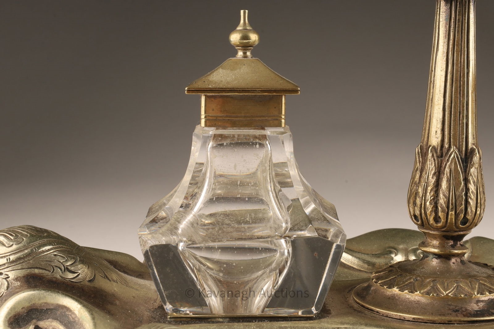 Prior | Antique Victorian Silver Plated Inkstand Crystal | MutualArt