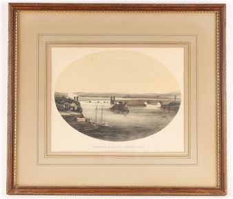 1855 Suspension Bridge Over Chaudiere Falls Litho - William Stewart Hunter