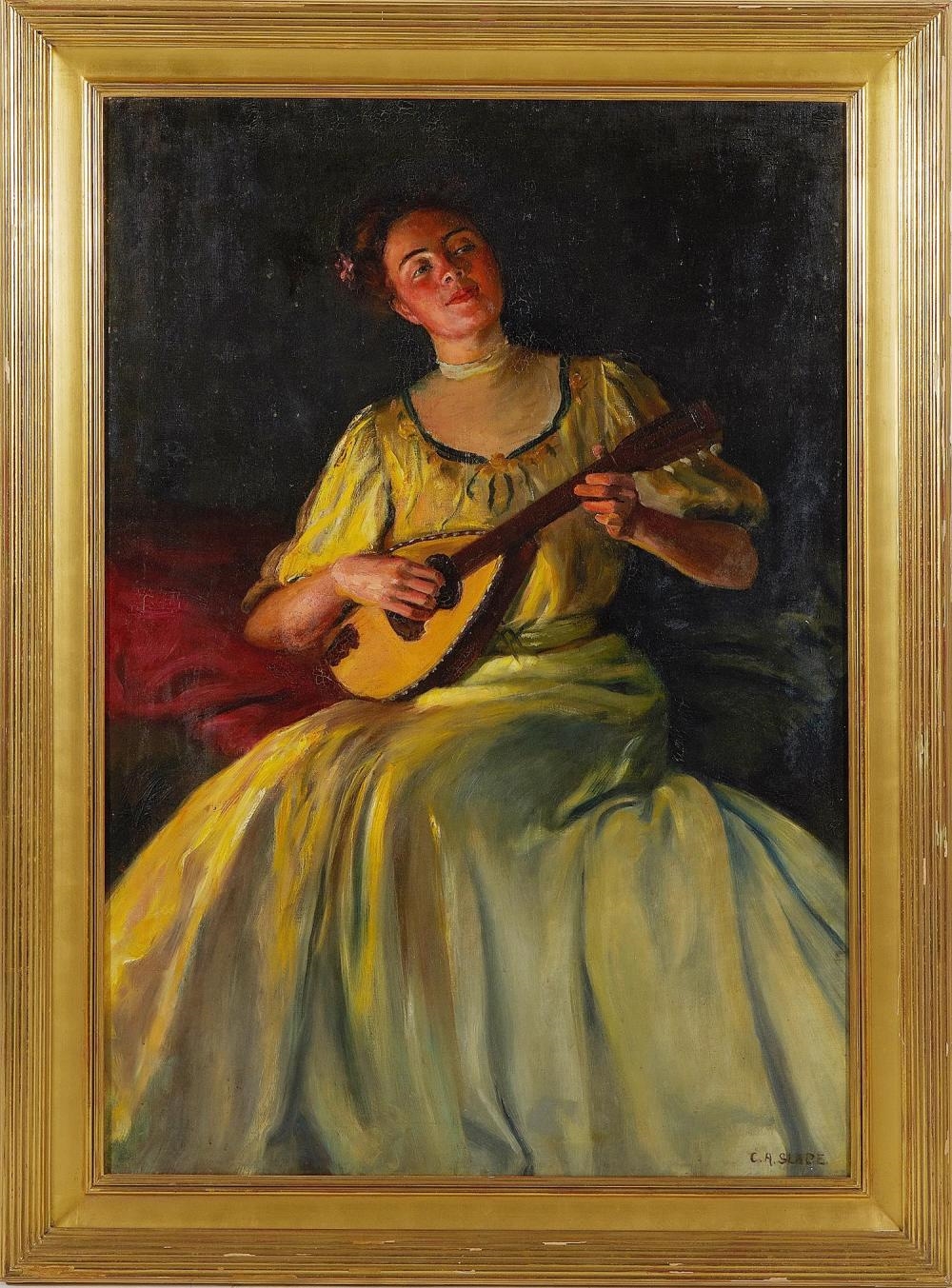 Caleb Arnold Slade | PORTRAIT OF A WOMAN PLAYING MANDOLIN | MutualArt