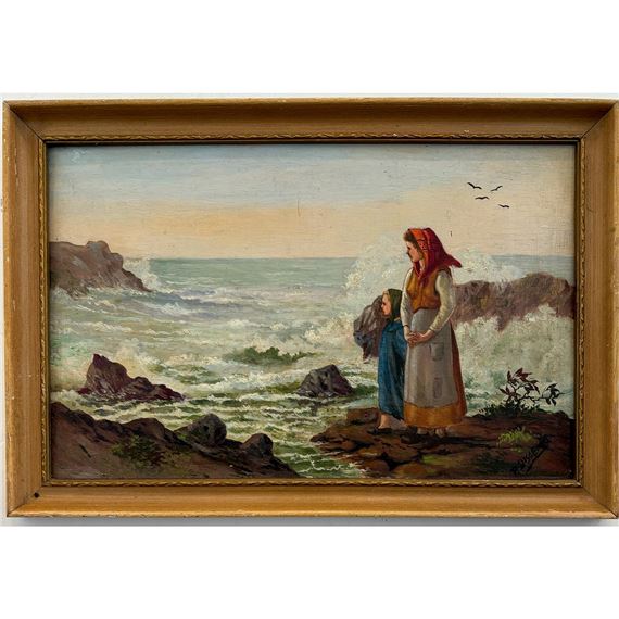 Seascape Painting on Board by P. Discepoli by Pico Discepoli