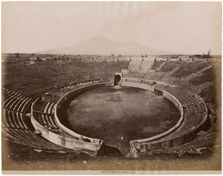 Artwork by Giacomo Brogi, Amphitheatre, Pompeii, Made of Albumen print