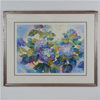 Rose Edin, Large Watercolor on Paper, Signed - Rose Edin