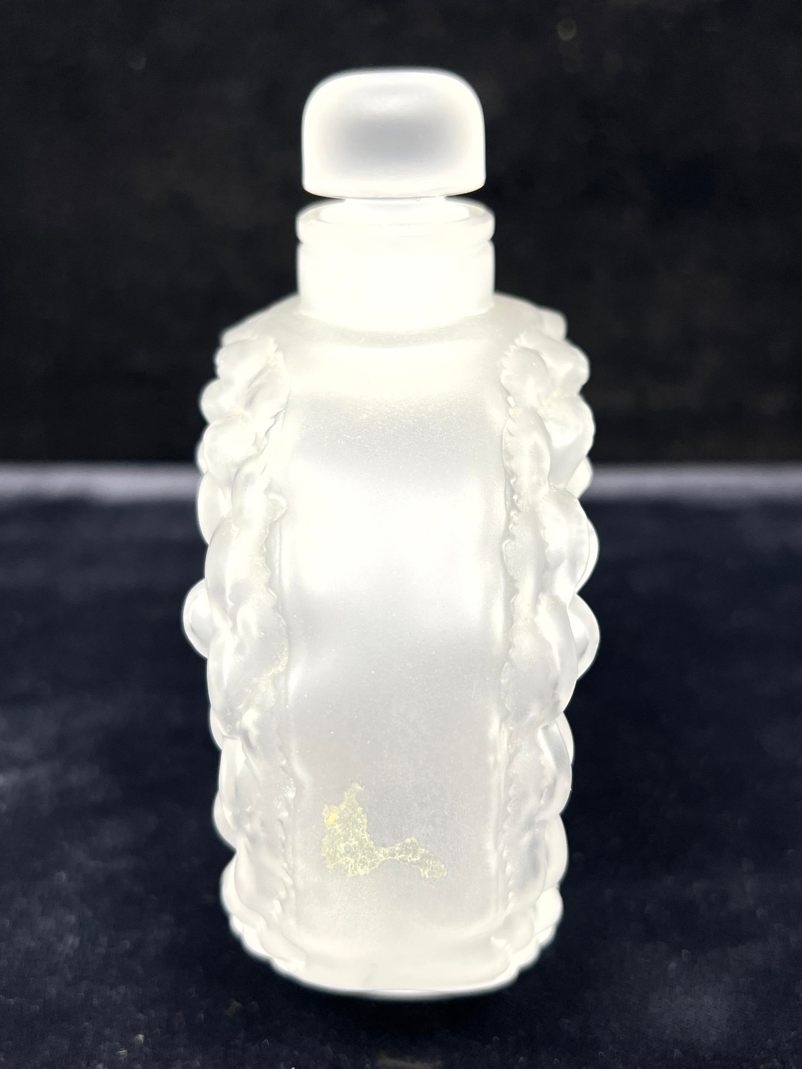 Artwork by René Lalique, 2pc LALIQUE France Crystal. Dahlia Flower Perfume Bottle Perfumer. Frosted Crystal Anemone Flower, Made of Frosted Crystal Anemone Flower Sculpture