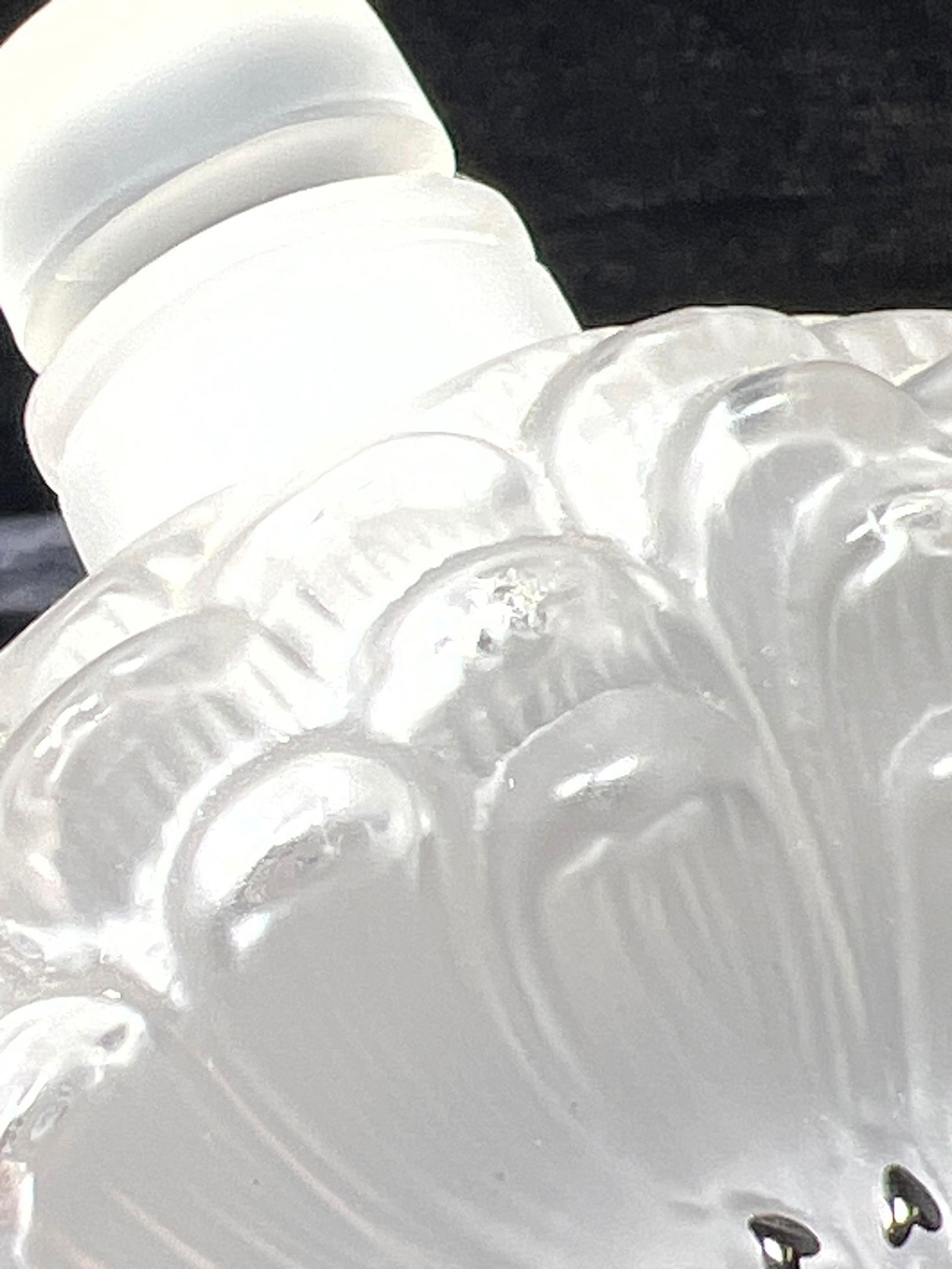 Artwork by René Lalique, 2pc LALIQUE France Crystal. Dahlia Flower Perfume Bottle Perfumer. Frosted Crystal Anemone Flower, Made of Frosted Crystal Anemone Flower Sculpture