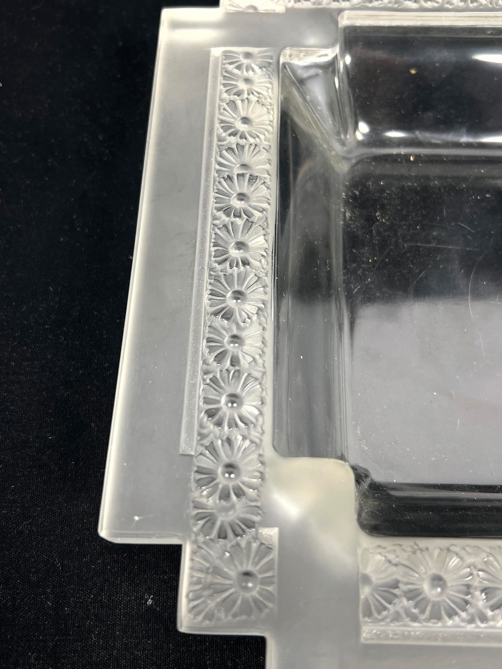 Artwork by René Lalique, 2pc Rene Lalique Paquerettes-2 square plates. Both signed, Made of plates