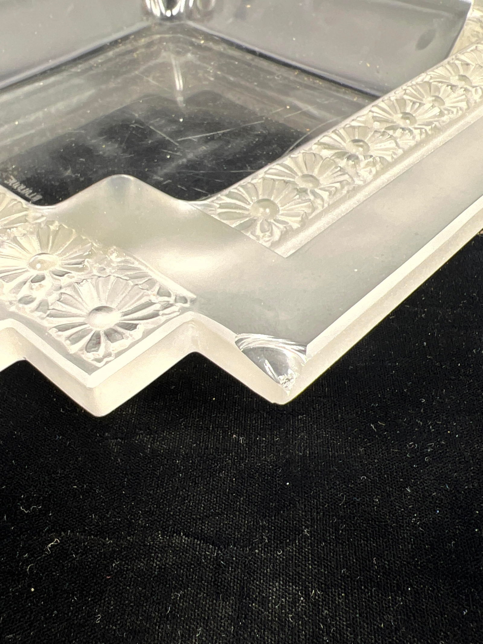 Artwork by René Lalique, 2pc Rene Lalique Paquerettes-2 square plates. Both signed, Made of plates