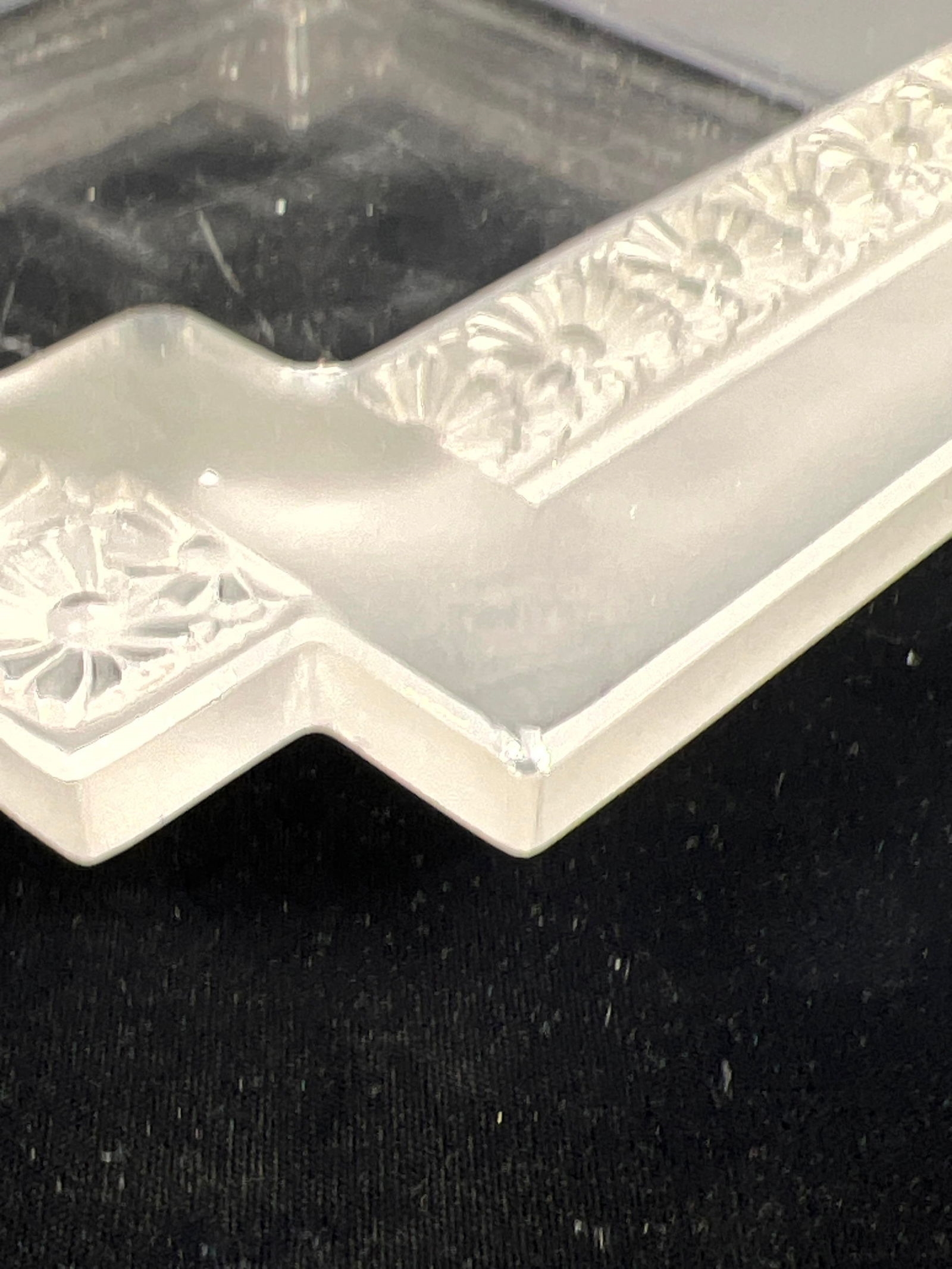 Artwork by René Lalique, 2pc Rene Lalique Paquerettes-2 square plates. Both signed, Made of plates