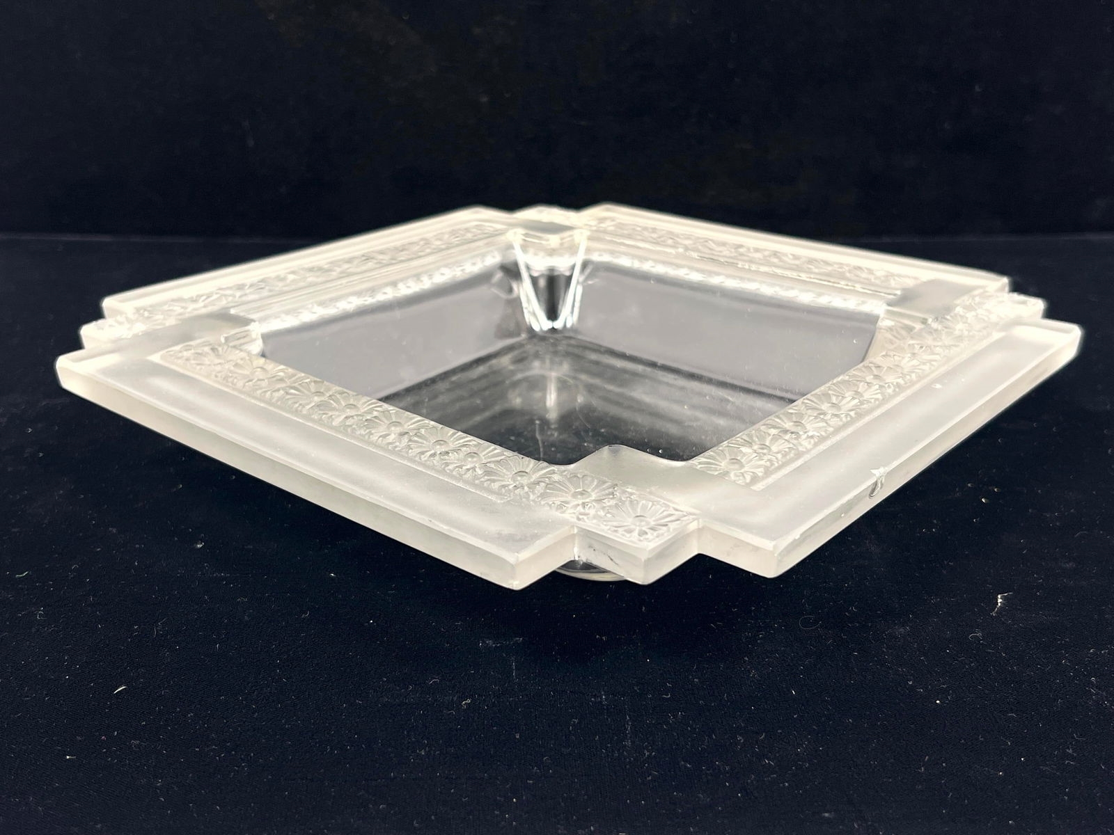 Artwork by René Lalique, 2pc Rene Lalique Paquerettes-2 square plates. Both signed, Made of plates