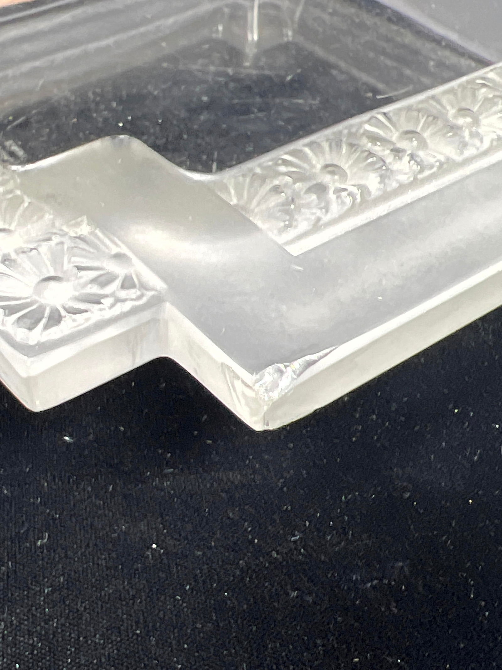 Artwork by René Lalique, 2pc Rene Lalique Paquerettes-2 square plates. Both signed, Made of plates