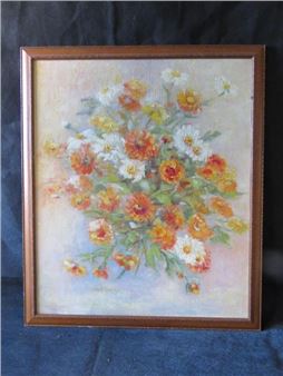 Still life study of flowers in reds and orange - Ruby L. Tundin