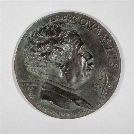 Désiré RINGEL d'ILLZACH (1847-1916) "Alexandre DUMAS fils Brown patina medallion by Désiré Ringel d'Illzach