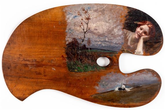 Landscape, Calais boat and portrait of a girl by Ferdinand Hodler, Raoul Frank, 1894